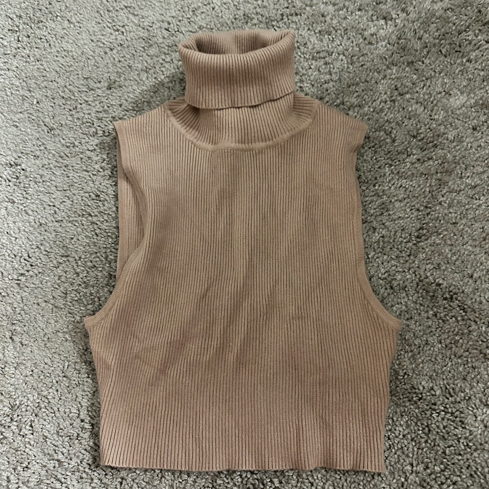 Le Lis Tan Turtleneck Ribbed Tank